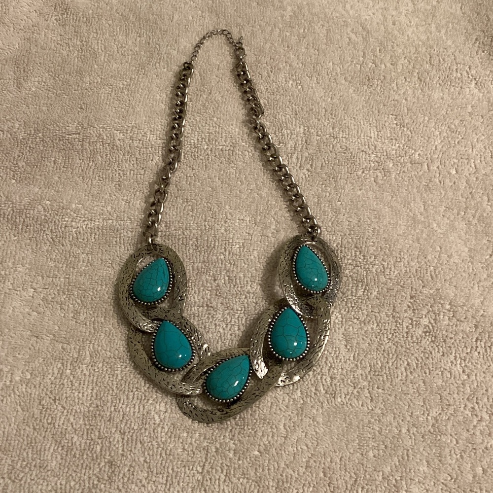 Turquoise and Silver Statement Necklace